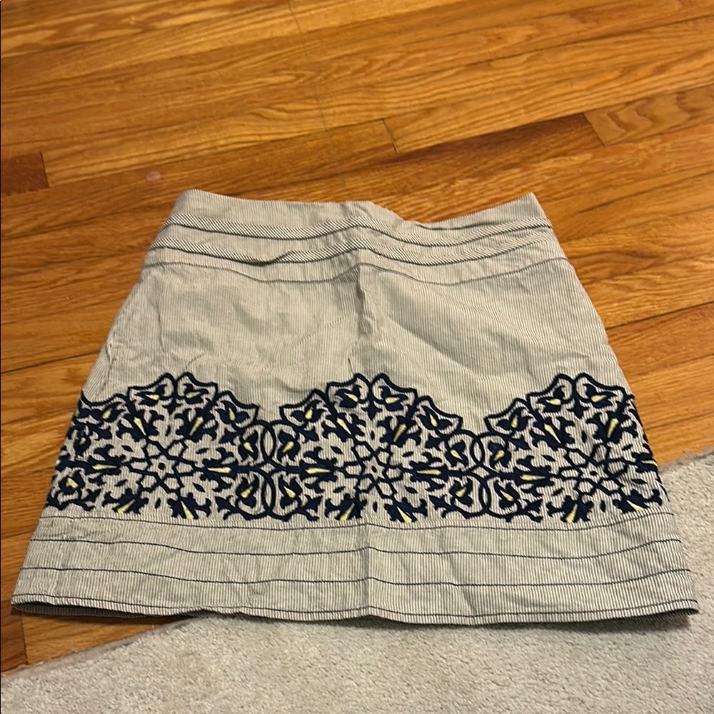 Anthropologie Blue and White A-Line Mini Skirt